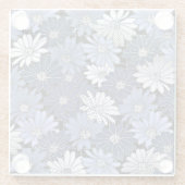 青と白のデイジーパターン ガラスコースター (裏面)