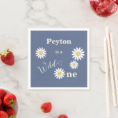 青と白のデイジーワイルドワン最初の誕生日 スタンダードカクテルナプキン (インサイチュ)