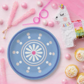 青と白のデイジー紙プレート ペーパープレート (パーティー)