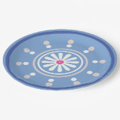 青と白のデイジー紙プレート ペーパープレート (アングル)
