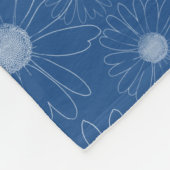 青と白のデイジー フリースブランケット (角)