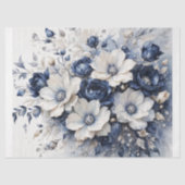 青と白のデコパージュの上品な花々 薄葉紙 (正面)