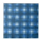 青と白のデニモダンムの格子模様 タイル (正面)