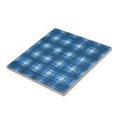 青と白のデニモダンムの格子模様 タイル (側面)