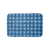 青と白のデニモダンムの格子模様 バスマット (正面)