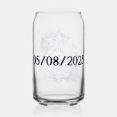 青と白のデルフトオーナメントと花 ガラス缶 (裏面)