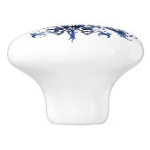青と白のデルフトオーナメントと花 セラミックノブ (側面)