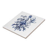 青と白のデルフトオーナメントと花 タイル (側面)