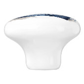 青と白のデルフトスタイルの王冠と花 セラミックノブ (側面)