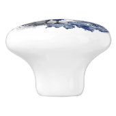 青と白のデルフトスタイルの雄鶏と花 セラミックノブ (側面)