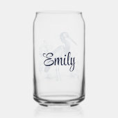 青と白のデルフトスタイルアートヘロンと花 ガラス缶 (裏面)