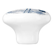 青と白のデルフトスタイルアートヘロンと花 セラミックノブ (側面)