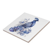 青と白のデルフトスタイルクジャク花 タイル (側面)