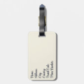 青と白のデルフトスタイルクジャク花 ラゲッジタグ (裏面縦)