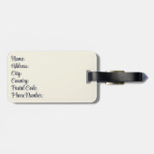 青と白のデルフトスタイルクジャク花 ラゲッジタグ (裏面横)