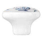 青と白のデルフトスタイルチューリップブーケデザイン セラミックノブ (側面)