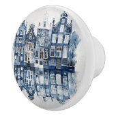 青と白のデルフトスタイルハウス伝統的ズ セラミックノブ (右)