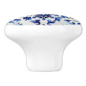 青と白のデルフトスタイルフローラオーナメントパターン セラミックノブ (側面)