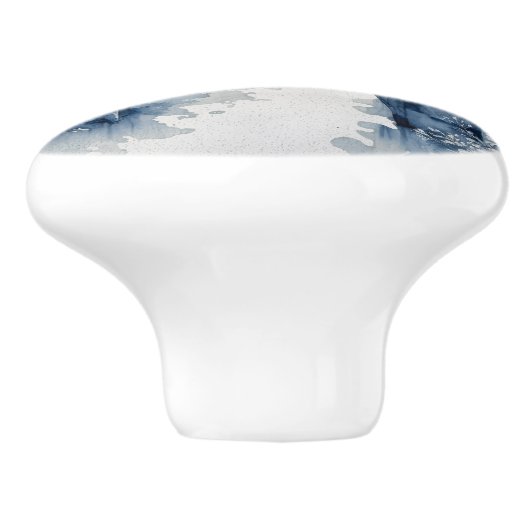 青と白のデルフトスタイル風景 セラミックノブ (側面)