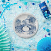 青と白のデルフトスタイル風景 ペーパープレート (パーティー)