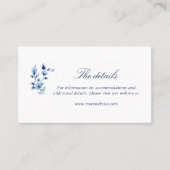 青と白のデルフト結婚の詳細カード プレイスカード (正面)