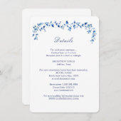 青と白のデルフト 結婚式の詳細 エンクロージャーカード (正面/裏面)