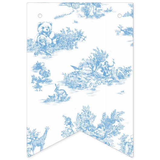 青と白のトイルドジュエベイビーシャワー バンティングフラッグ (第2の旗)