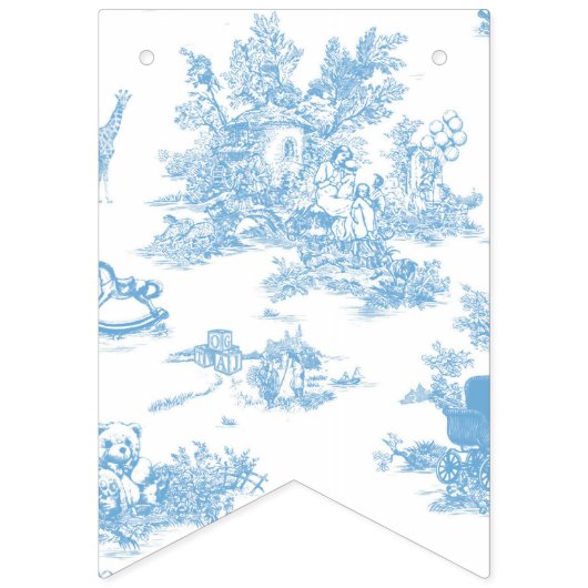 青と白のトイルドジュエベイビーシャワー バンティングフラッグ (第3の旗)