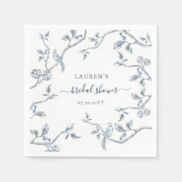 青と白のトイルフランスのブライダルシャワー スタンダードカクテルナプキン