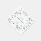 青と白のトイルフランスのブライダルシャワー スタンダードカクテルナプキン (角)