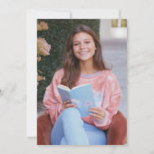 青と白のトイルブズ新しい章卒業 招待状 (裏面)