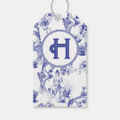 青と白のトイル ギフトタグ (正面)