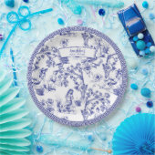 青と白のトイル ペーパープレート (パーティー)