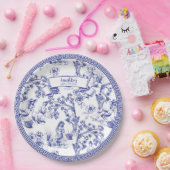 青と白のトイル ペーパープレート (パーティー)