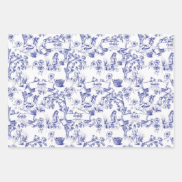 青と白のトイル ラッピングペーパーシート