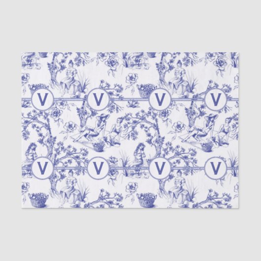 青と白のトイル 薄葉紙 (正面)