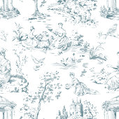 青と白のトワフランスのイル クッション