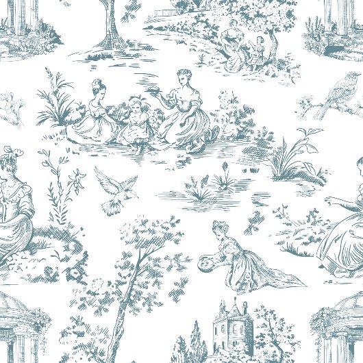 青と白のトワフランスのイル クッション