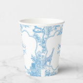 青と白のトワフランスのールデジュイ赤ちゃんシャワー 紙コップ (右)