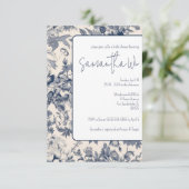 青と白のトワフランスのールブライダルシャワー 招待状 (スタンド正面)