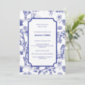 青と白のトワルドジュワイの招待状 招待状 (スタンド正面)