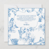 青と白のトワルドジュワイ ブライダルシャワー サンキューカード (裏面)