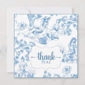 青と白のトワルドジュワイ ブライダルシャワー サンキューカード (正面)
