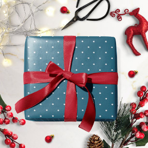 青と白のドット柄 クリスマス包装紙 ラッピングペーパー