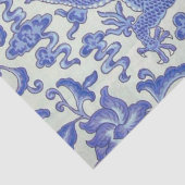 青と白のドラゴ中国のンのフローラ切り離し 薄葉紙 (詳細)