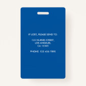 青と白のナース写真ID バッジ (裏面)