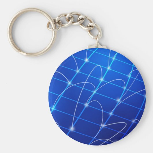 青と白のネットワークつながり キーホルダー (正面)