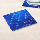 青と白のネットワークつながり スクエアペーパーコースター (アングル)