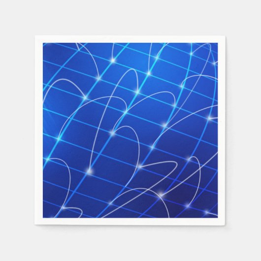 青と白のネットワークつながり スタンダードカクテルナプキン (正面)