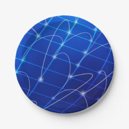 青と白のネットワークつながり ペーパープレート